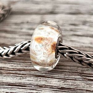 TROLLBEADS Scirocco Ivory White Gold Glitter LAA 925S NEW Condition!